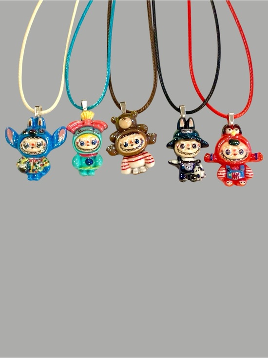 Alaska Wild Rose Designs Other - Lot of 5 handmade Labubu bunny charm necklaces on cords w/ extender 1 of a kind